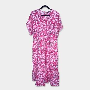 LANE BRYANT Dress Size 16 Pink White Color Floral Midi NWT